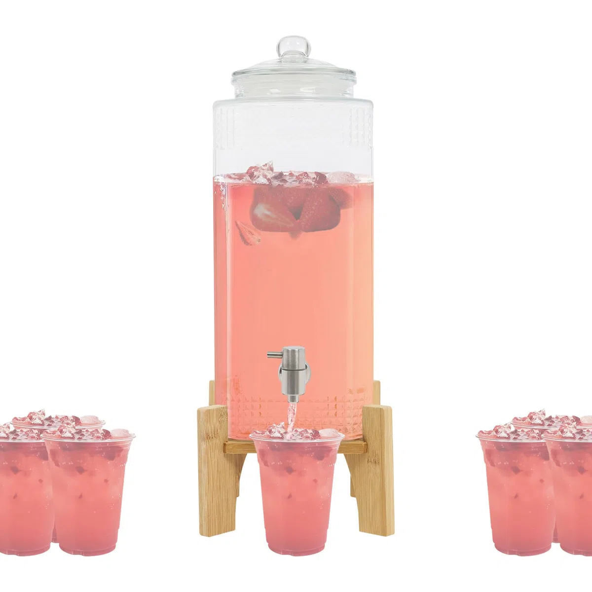 Dispensador de Bebida con Grifo de Vidrio para Buffet | Vidrio robusto servicio fácil con grifo dispensador de bebidas para fiestas buffet cocina, base estable y llenado simple
