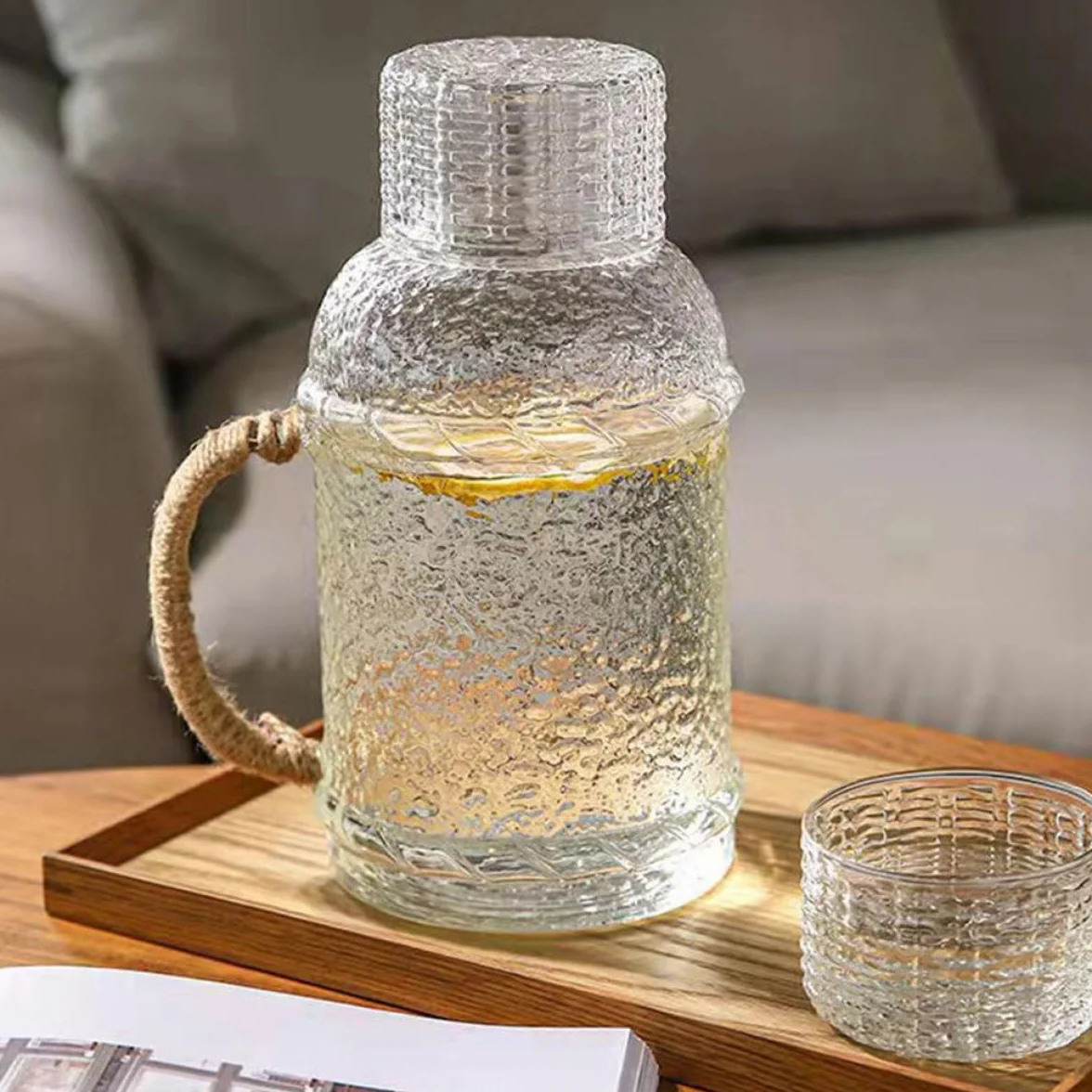 STAHAD Jarra de Agua de Vidrio Resistente de 2l Tapa Antideslizante para Fiestas Servir Bebidas Frías Hogar