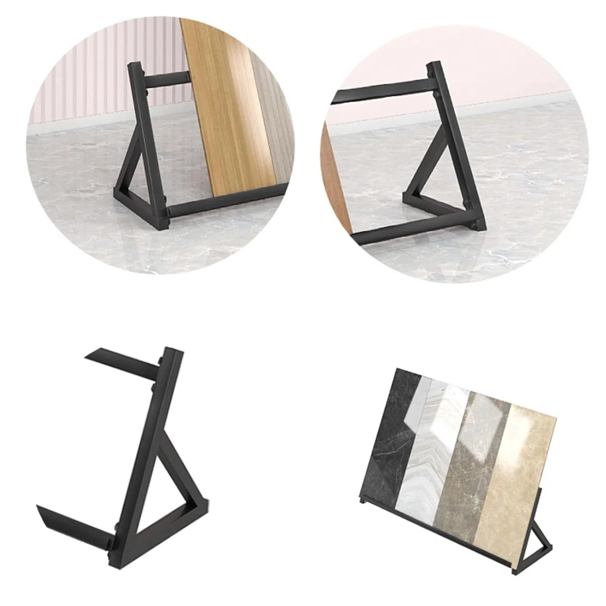 Soporte de muestra para materiales de construcción, estante ranurado para suelos de madera, estante de exhibición de puerta de armario de cerámica y aluminio