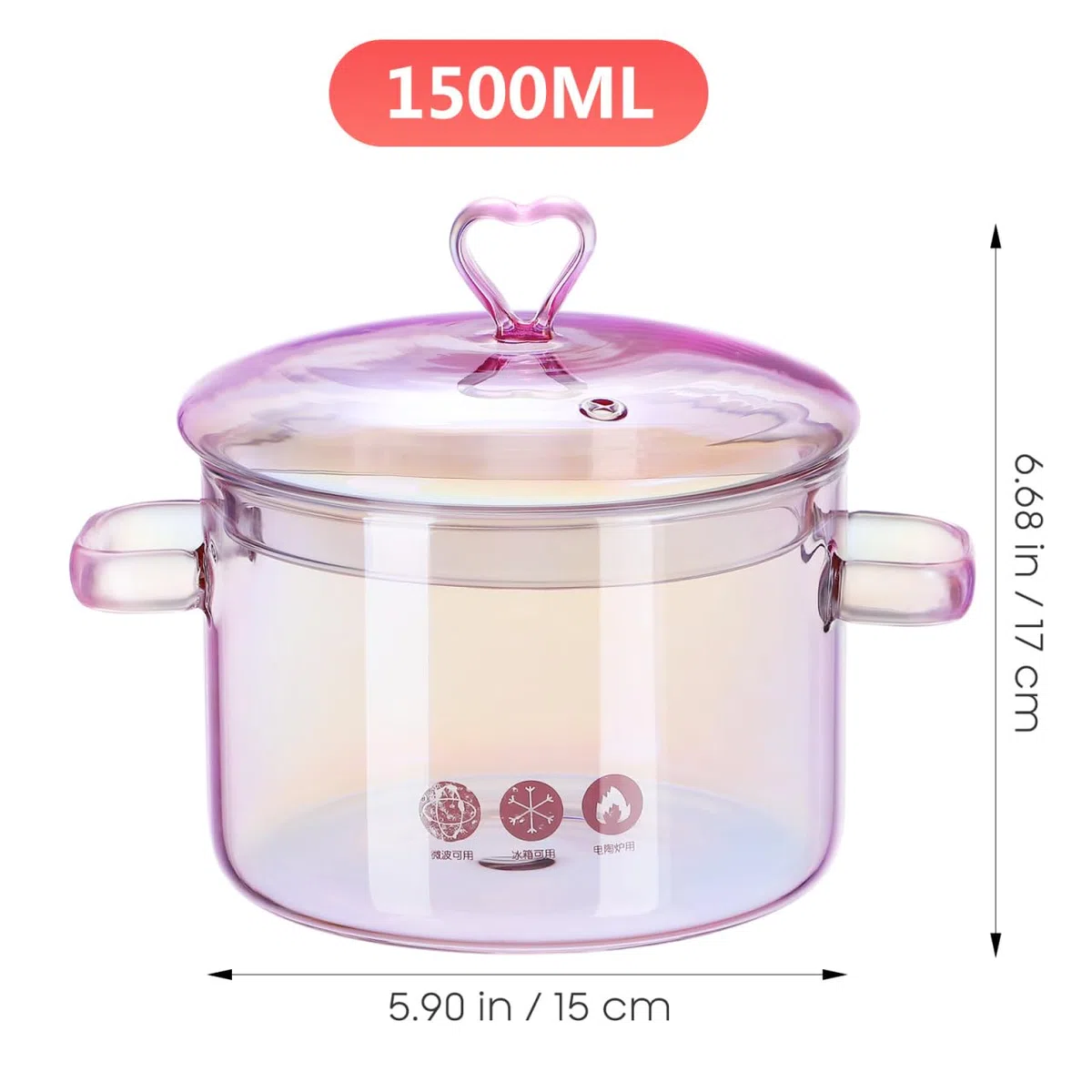 Happyyami Cacerola de Cristal Con Tapa - Olla Multifuncional para Sopa, Pasta, Fideos, Verduras, Carne - Compatible Con Inducción