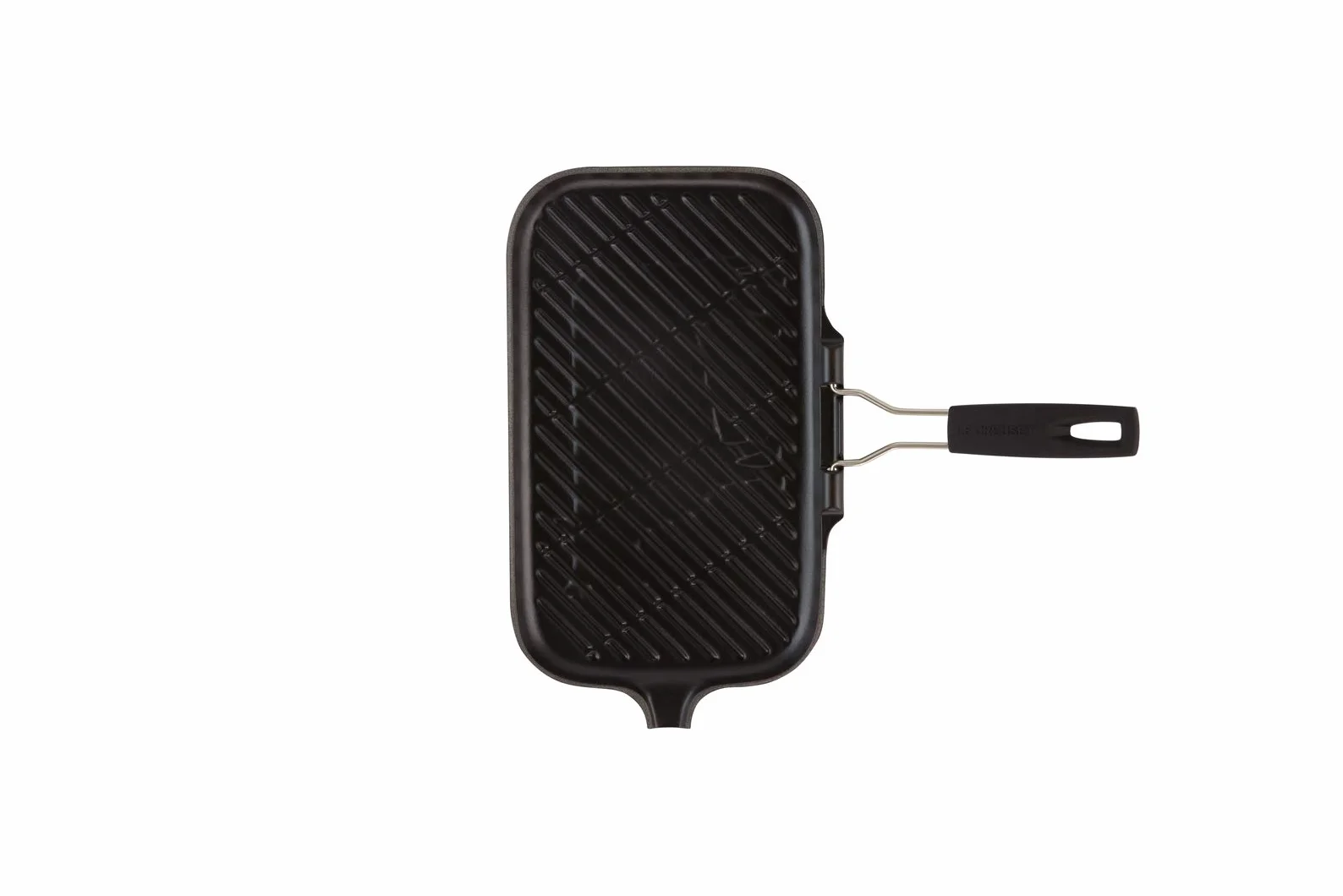 LE CREUSET Parrilla rectangular con mango de silicona de hierro fundido, 36 x 20 cm, Apto para todas las fuentes de calor, incluso inducción, Negro Mate, 20049000000400