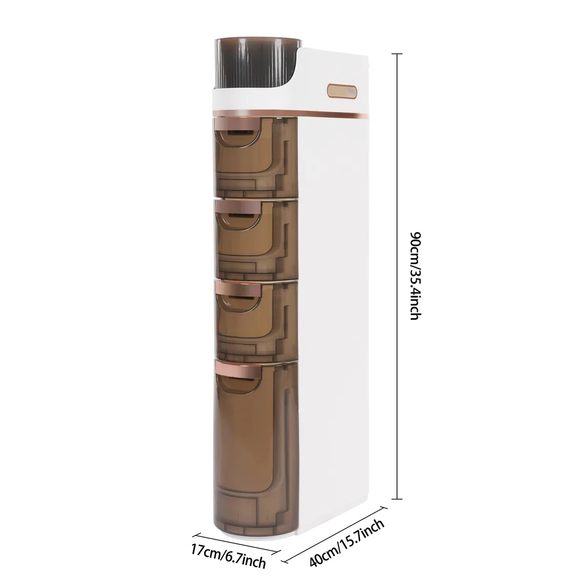 Carrito de almacenamiento estrecho con 4 cajones, cajonera con suelo alto, giratorio, espacio de almacenamiento superior para baño, dormitorio, salón, organización máxima