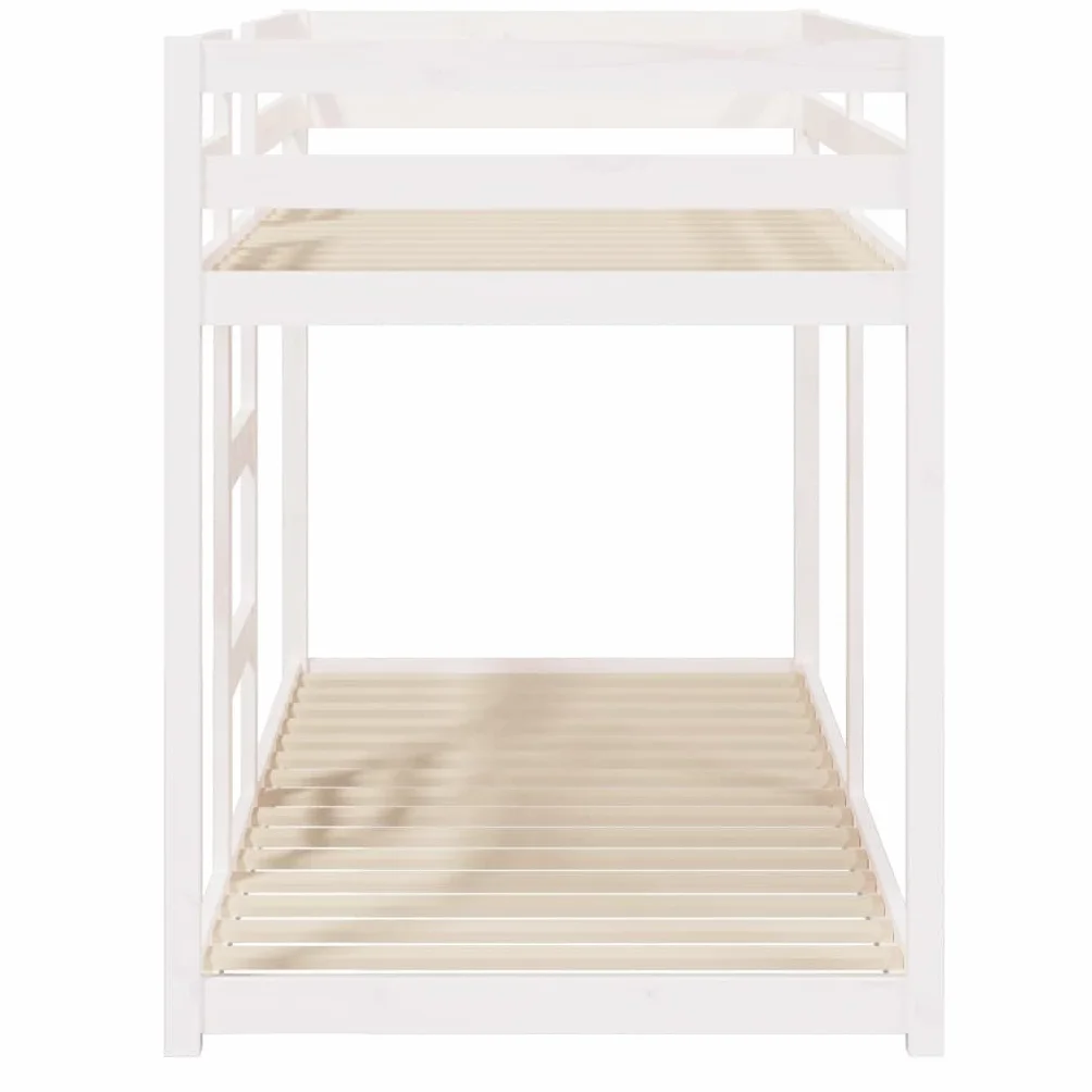 vidaXL Litera Cama Individual Doble Mueble Dormitorio Escalera Barandillas Protección Juvenil Niños Infantiles de Madera Maciza de Pino Blanca
