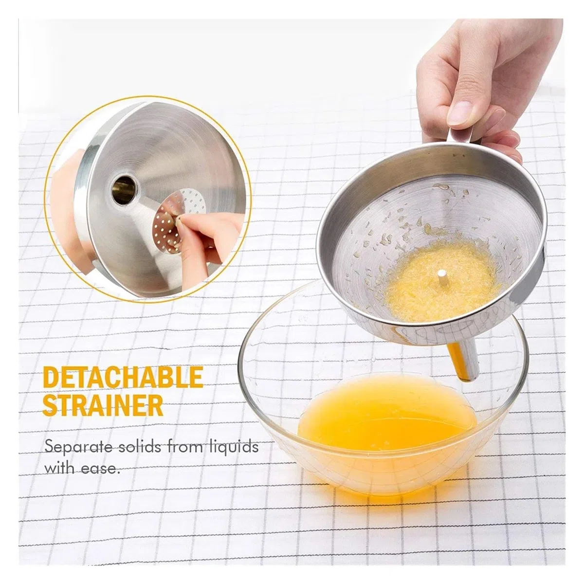 Embudos Embudos de Acero Inoxidable de Boca Ancha de 10 cm, 12 cm y 14 cm, Embudo for Vino, Aceite y Miel, colador Desmontable, Herramientas de Filtro for líquidos de Vino y Cocina.(12cm)
