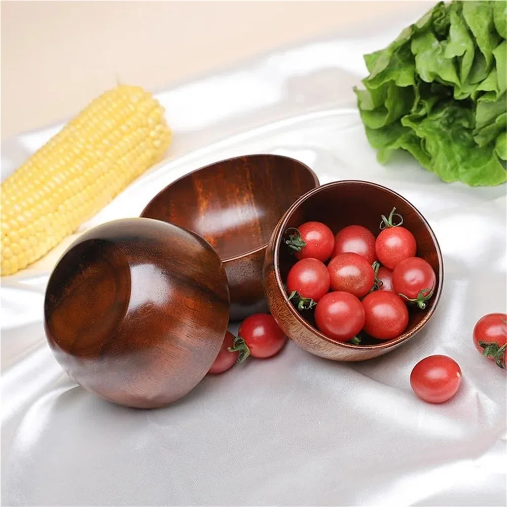 Fruitero de madera, Ensalada de madera y frutero Cuencos for servir Centro mesa estilo granja(16cm7cm)