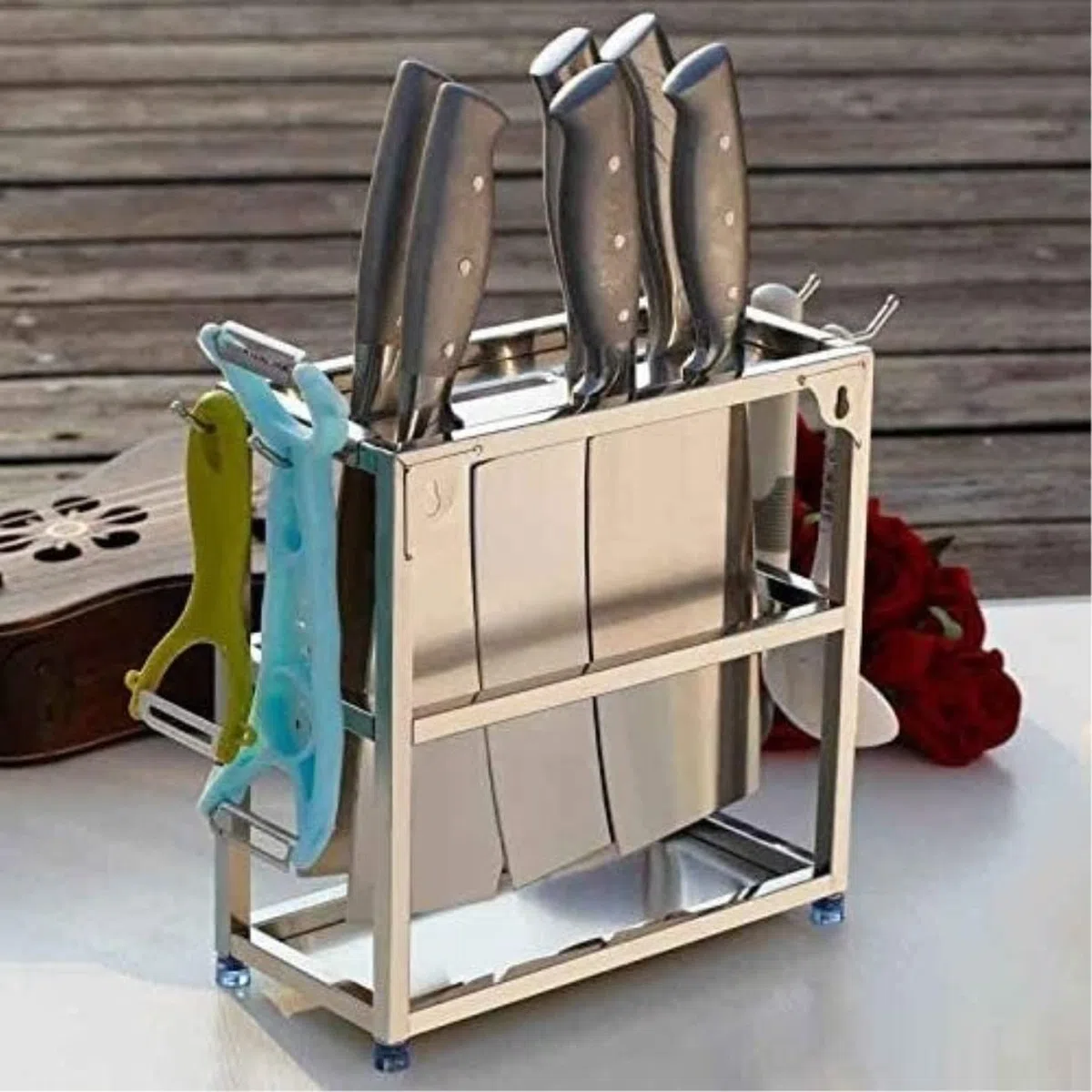 Bloque Cuchillos Cocina Portacuchillos De Acero Inoxidable Portacuchillos De Cocina Bloque De Cuchillos Estante De Almacenamiento De Cuchillos De Cocina Suministros De Cocina(S)
