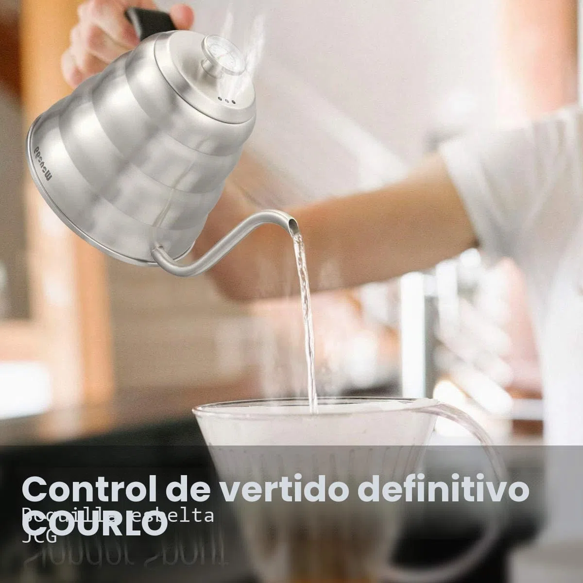 1.2 L Hervidor de Agua con Cuello de Cisne de Acero Inoxidable, Hervidor de Agua con Termómetro para Placas de Gas e Inducción, Gooseneck Kettle para Preparar Té y Café, Plata