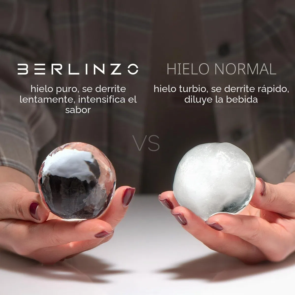 Berlinzo Máquina de bolas de hielo transparentes de alta calidad, 8 bolas de hielo grandes de 2.4 pulgadas para whisky, cócteles y bourbon, molde fácil de quitar para esferas de hielo, bolsa de