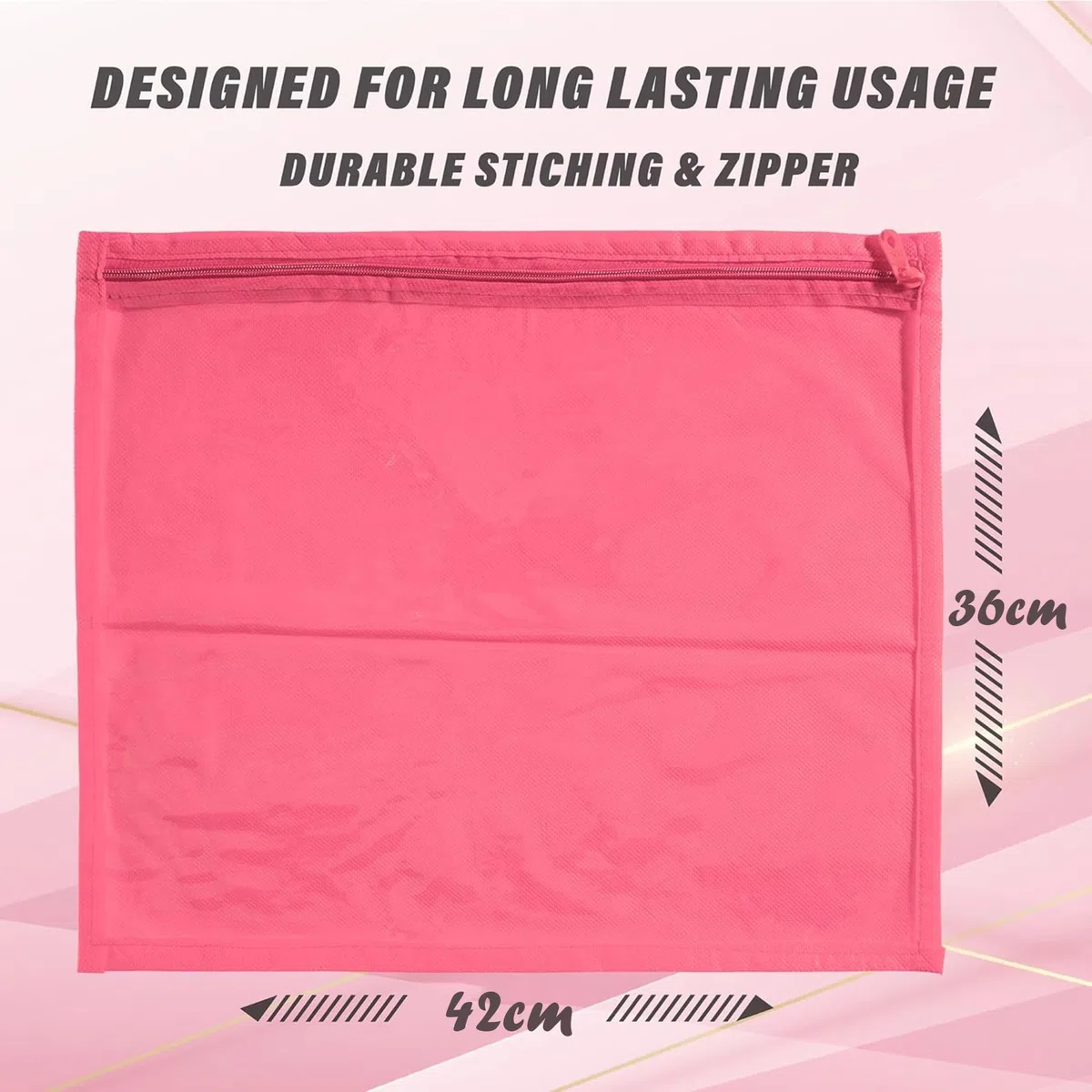 Kuber Industries Paquete de 48 fundas para sari | Bolsas de embalaje para vestido con cremallera | Bolsas de sari para almacenamiento | Organizador de ropa para armario | Rosa