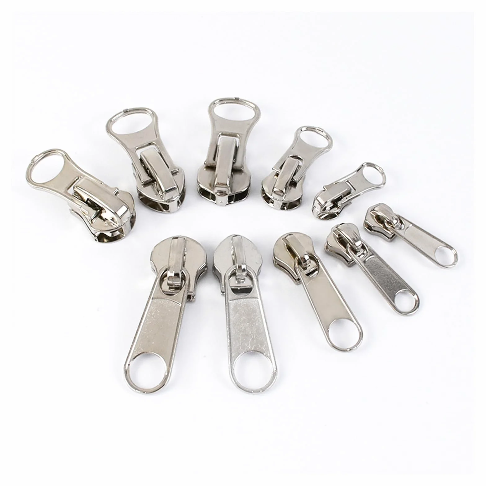 Tirones para deslizamientos de cremallera de metal Cremallera metálica de resina de nailon for chaqueta, vestido, equipaje, Kit de reparación de cabezal de cremallera metálica(KY378Silver,SLIDERFORMET