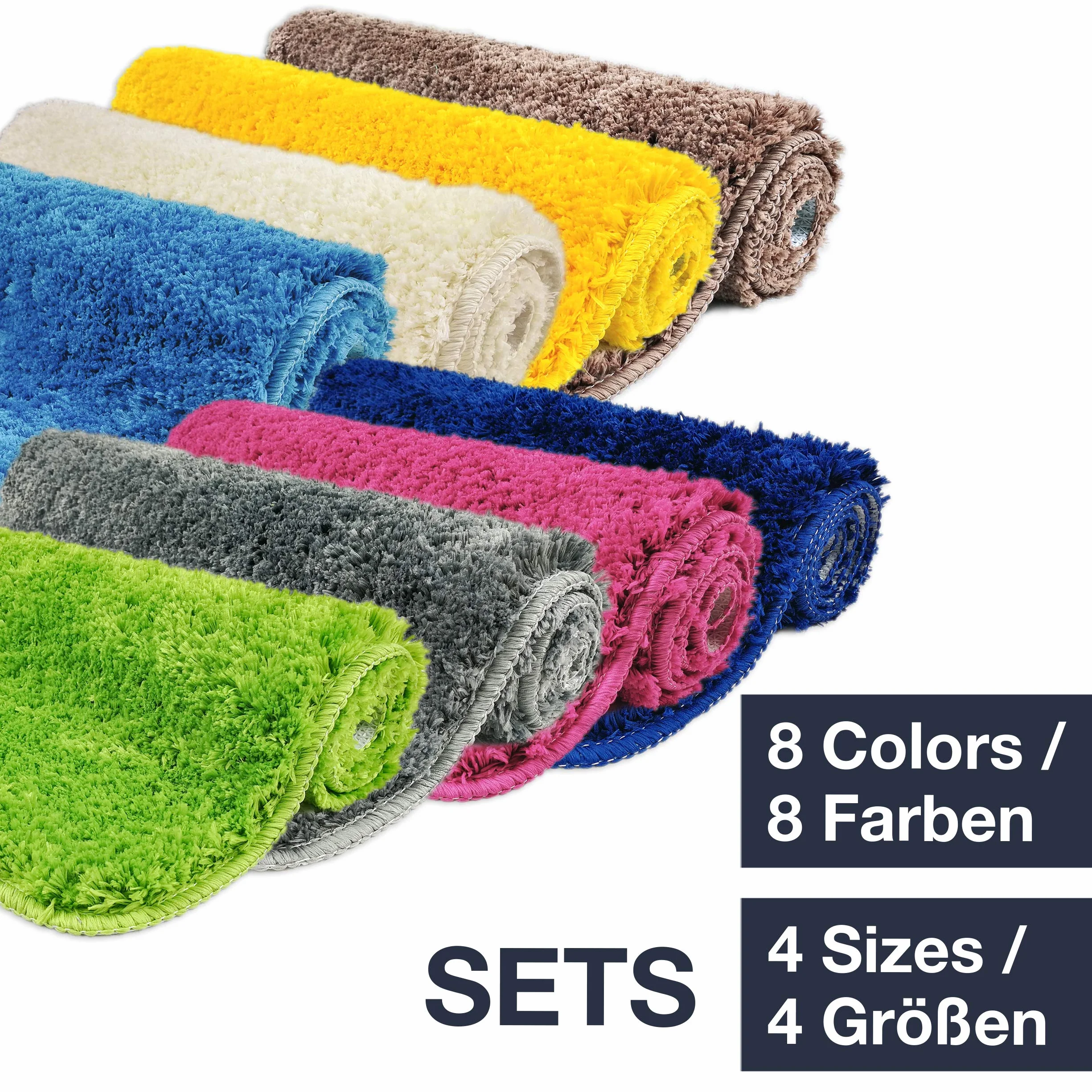WohnDirect Alfombrilla de baño Conjunto - Alfombra baño Juego - Antideslizante - Lavable - Alfombra para el Cuarto de baño - Azul - 50 x 80 cm + 60 x 100 cm + 45 x 45 cm