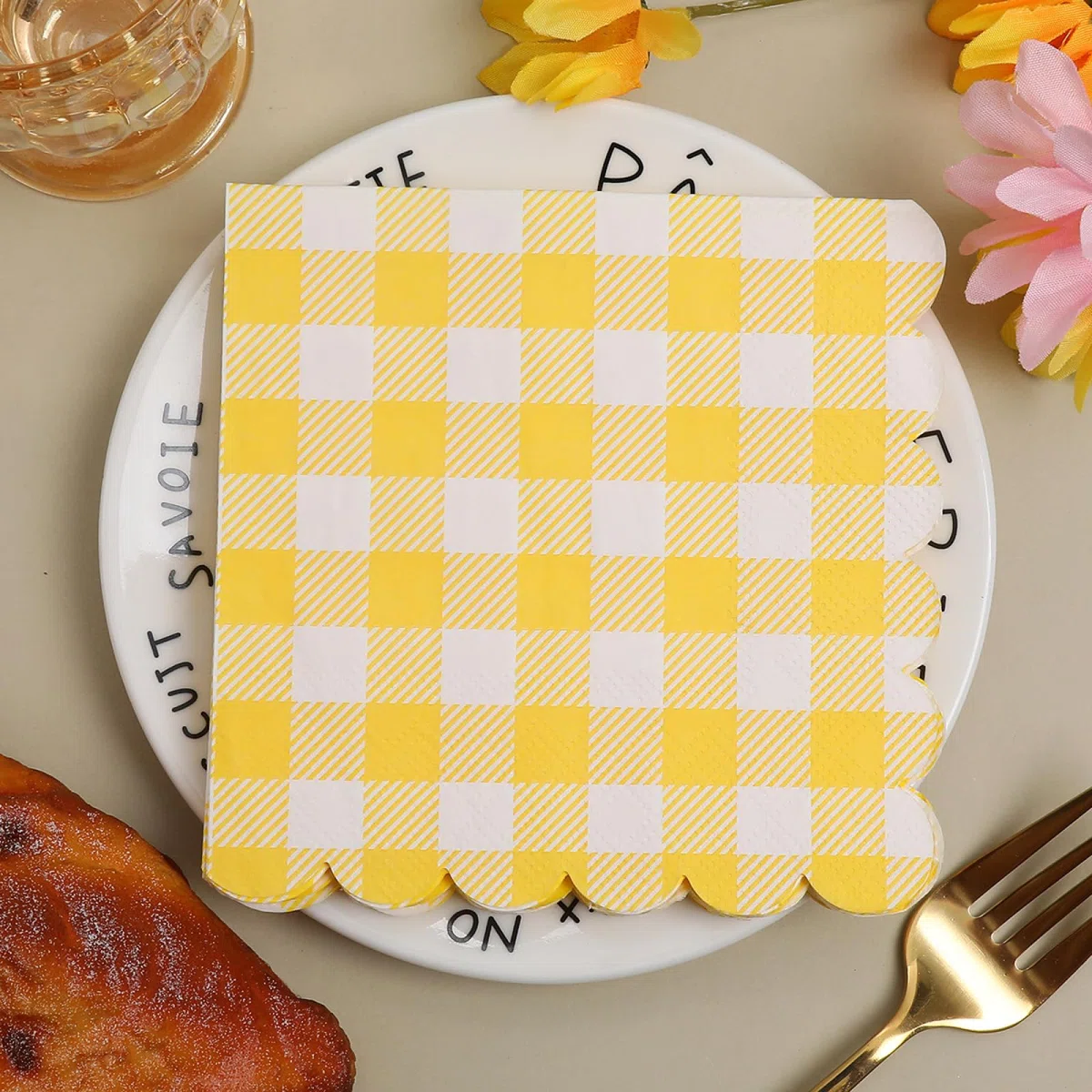 Servilletas Papel Blanca Limón Amarillo Servilletas Decoupage Decoradas Papel Higienico Desechables Toilet Paper Cumpleaños Cocktail 2 Capas Paper Towels Bodas Fiesta Jardín 30 Paquetes(33x33cm）