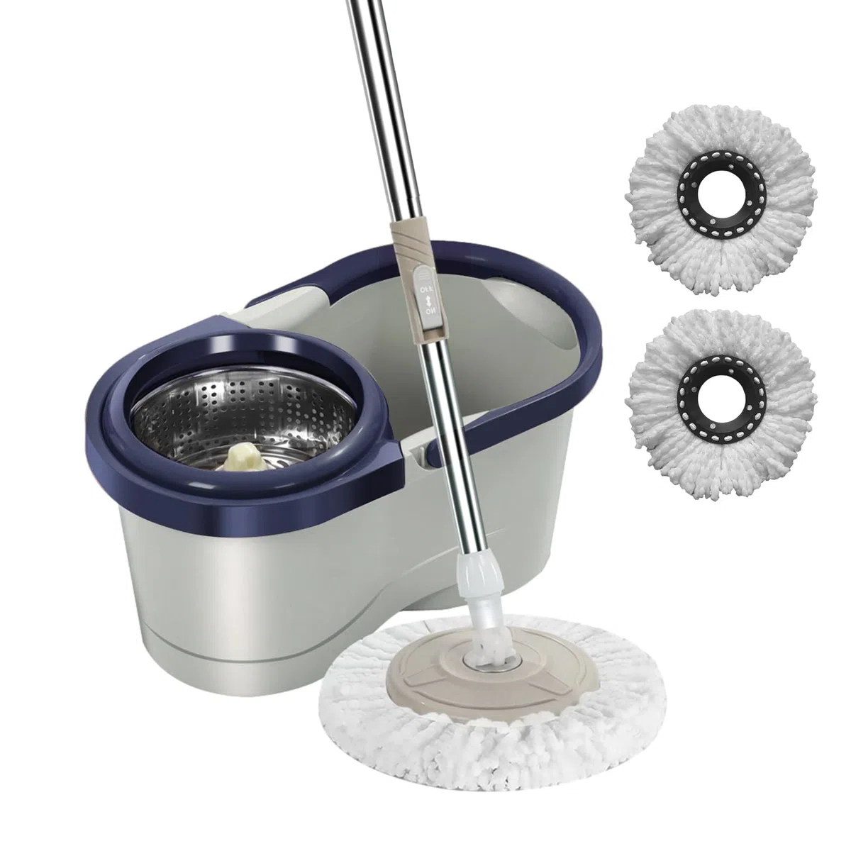 Sistema de cubo de fregona giratoria, fregona giratoria automática para limpieza del hogar, fregona de microfibra giratoria de 360°, fregona de limpieza que ahorra manno de obra con escurridor para sa