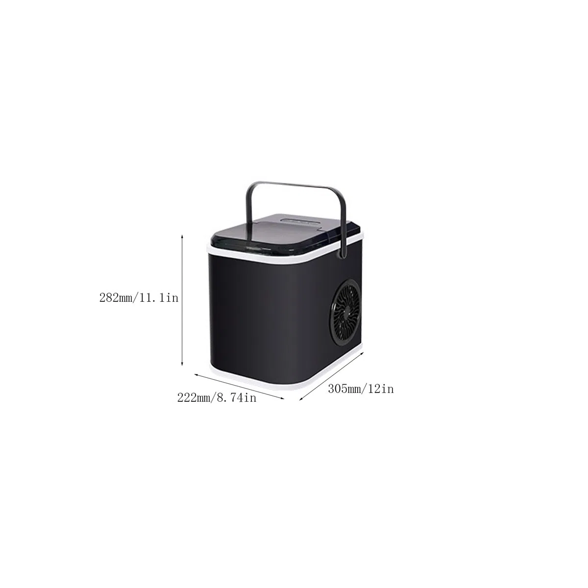 Máquina de Hielo de encimera, con asa, Capacidad de 22 a 26 Libras en 24 Horas, 8 Cubos listos en 6 a 12 Minutos, para el hogar, la Cocina, el Camping y la Autocaravana (Blanca)