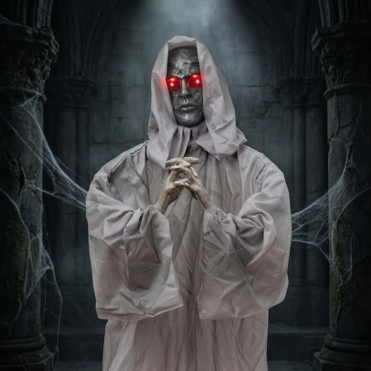 de con Capucha Figura Decorativa de Festival Estatua de Halloween Adorno con Material de Plástico y Tela Activación por Sonido y Temblores Adecuado para Fiestas Entradas Interiores
