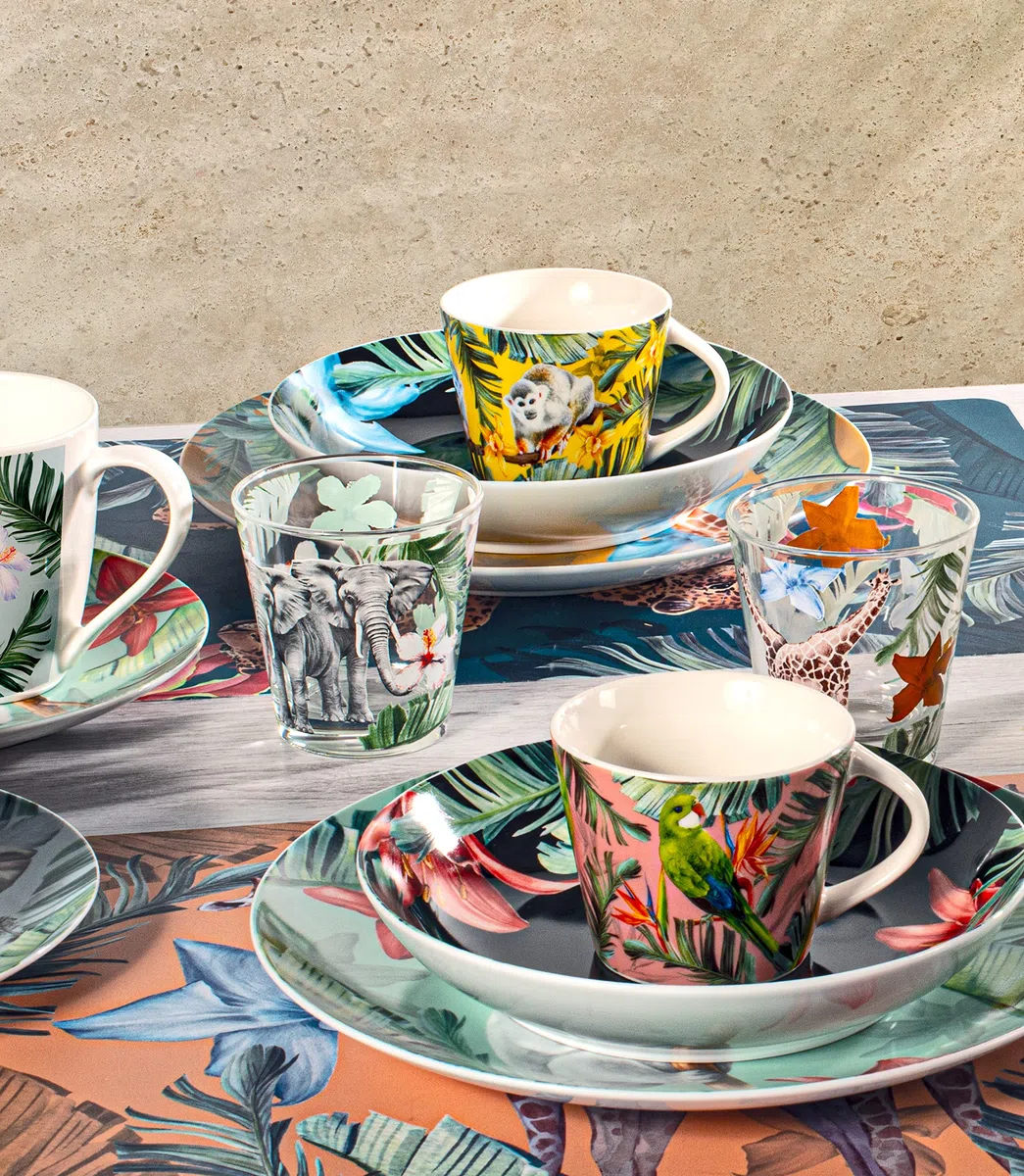 H&H Juego de vajilla de porcelana Exotic de 18 piezas