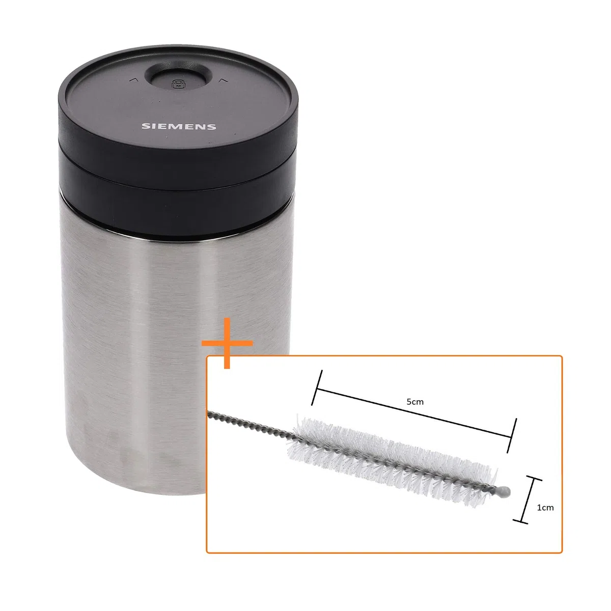 Contenedor de leche de acero inoxidable Siemens Bosch Juego con cepillo de limpieza para cafeteras automáticas TZ80009N EQ6 EQ8 11003591 00576166 576166 EQ7