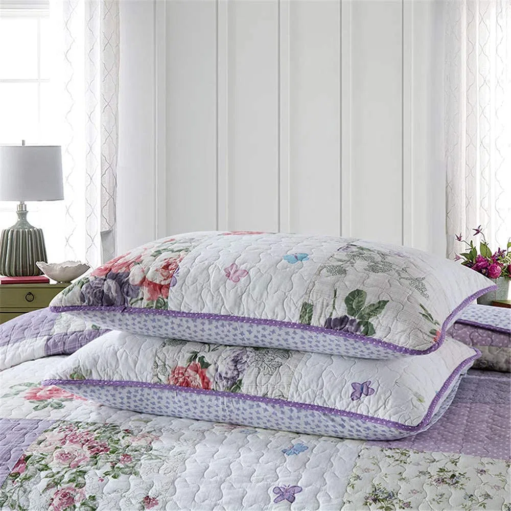 Colcha Patchwork para Cama 150 O 180, Edredón Morado Algodon, Patchwork Reversible para Matrimonio Verano King Size,