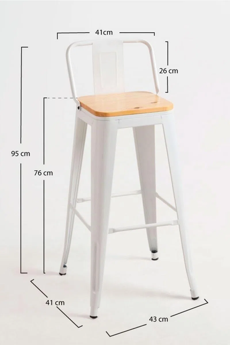Regalos Miguel - Taburete Torix Respaldo Madera Natural 95 cm - Blanco