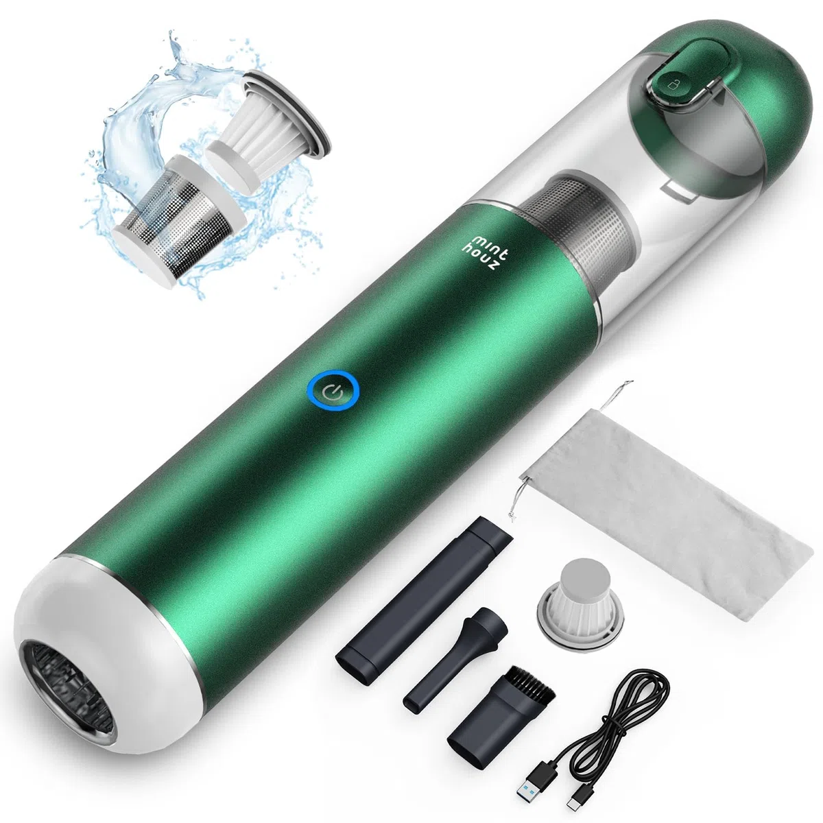Minthouz Aspiradora de Mano 17000Pa/120W Aspirador de Coche Portátil Aspiradoras de Mano sin Cable 3 en 1, para el Hogar, el Coche y Las Mascotas