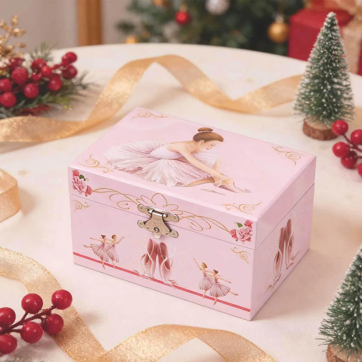 Ciieeo Joyero Musical para Niñas con Bailarina Giratoria de 5 Pulgadas, Caja de Música Ballet Rosa, Almacenamiento de Joyas Compacto, Obsequio Adecuado para Cumpleaños Infantiles