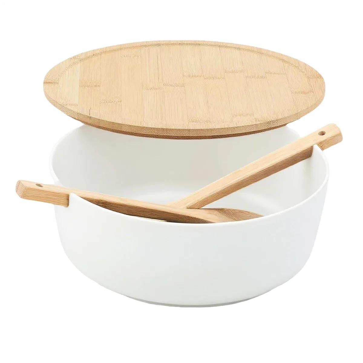 Ensaladeras Grandes Ensaladeras De Madera Vajilla Cuchara Tenedor | Boles Grandes para Ensaladas y Comer Verduras Pasta Cereal Fideos Preparación Comidas Cocinar Casa Camping Barbacoa