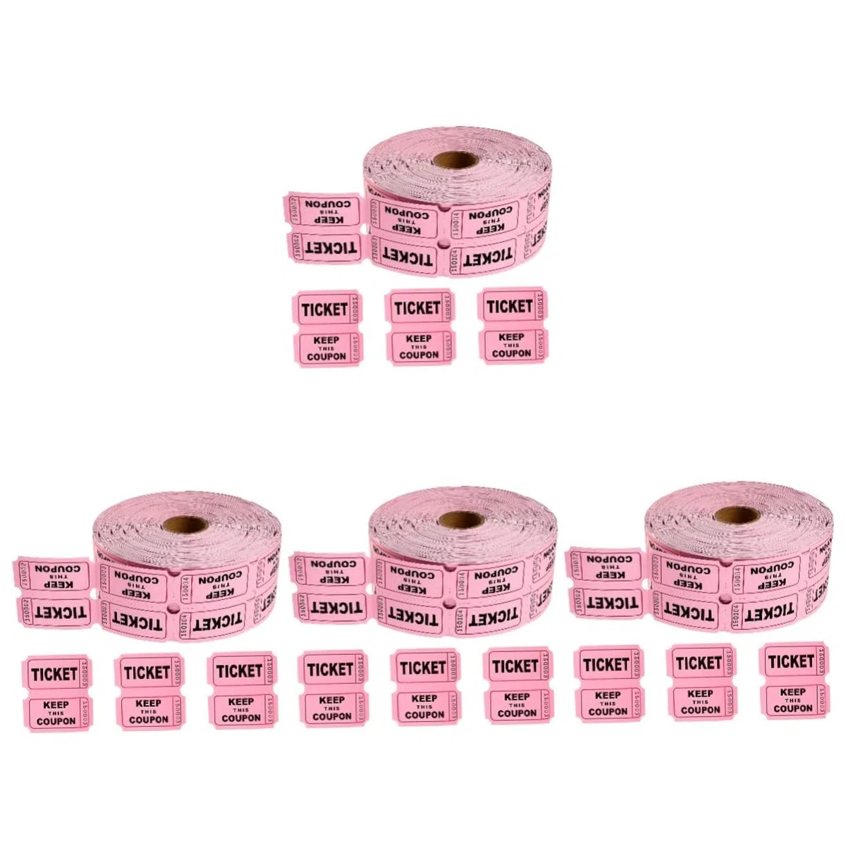 4 Rollos boletos para la rifa de boletos billete falso decoraciones circo Entradas para eventos Boletos de puerta entradas para el aula boletos para la rifa del festival Papel rosa