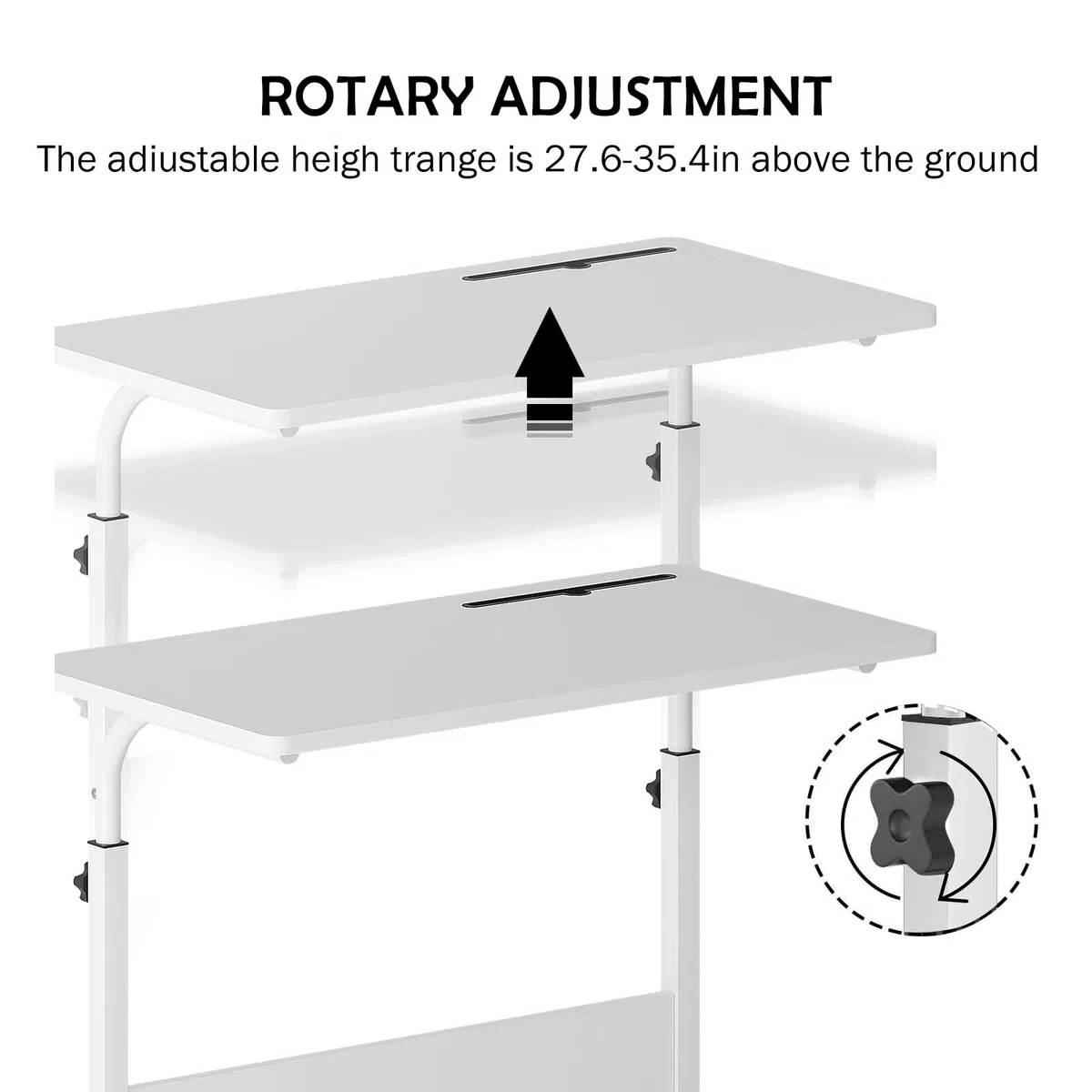 sogesfurniture - Mesa Auxiliar con Ruedas (80 x 40 cm), Color Blanco