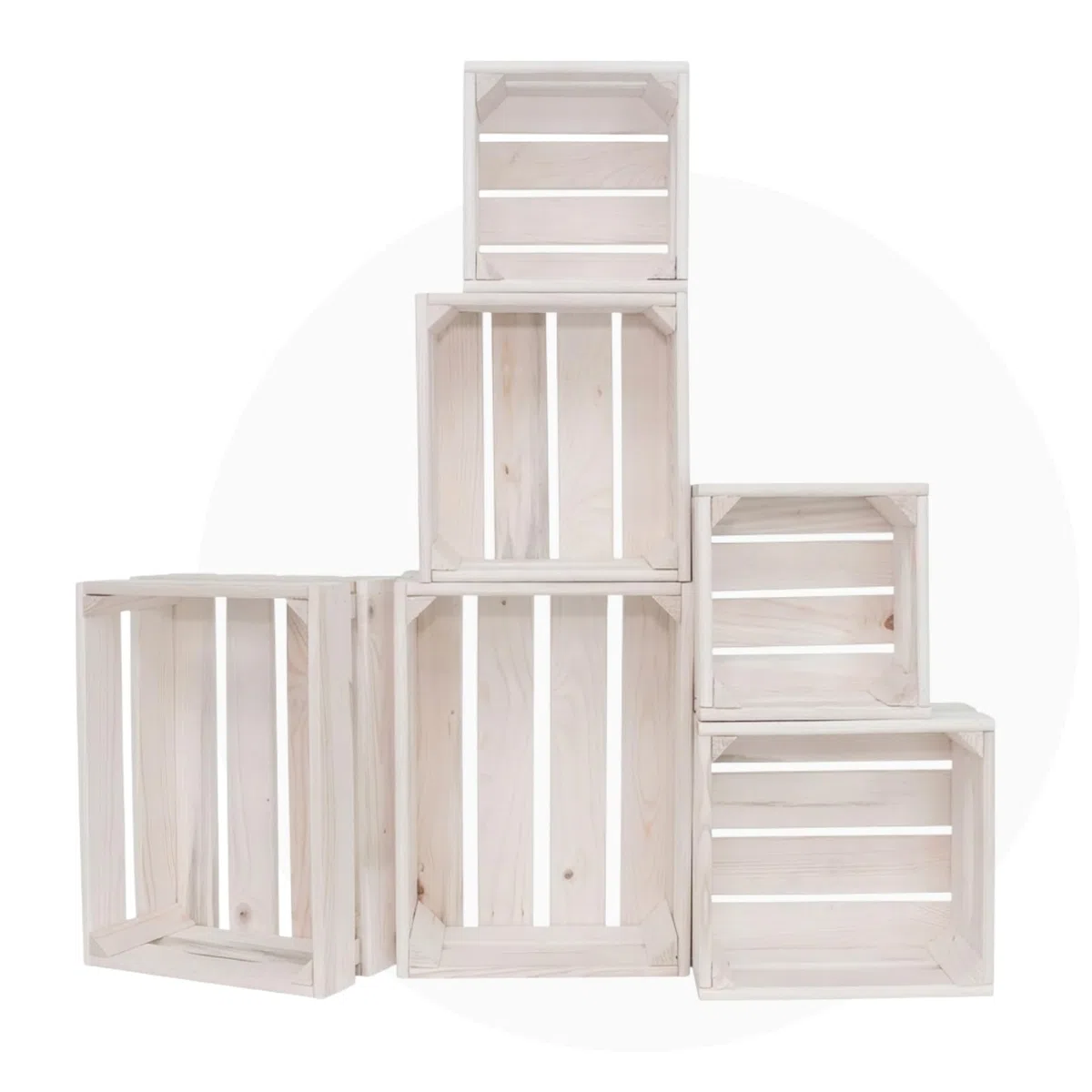 Juego de cajas de madera ITA Home & Garden Vintage, 6 piezas, 3 tamaños, apilables y anidables, cajas decorativas de almacenamiento fabricadas con madera blanda certificada FSC, color blanco