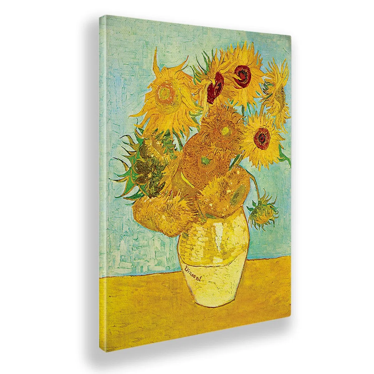 Giallobus - Cuadro - Vincent Van Gogh - Girasoles - Lienzo con marco estándar - 70L x 100l cm - Listo para colgar - Cuadros modernos