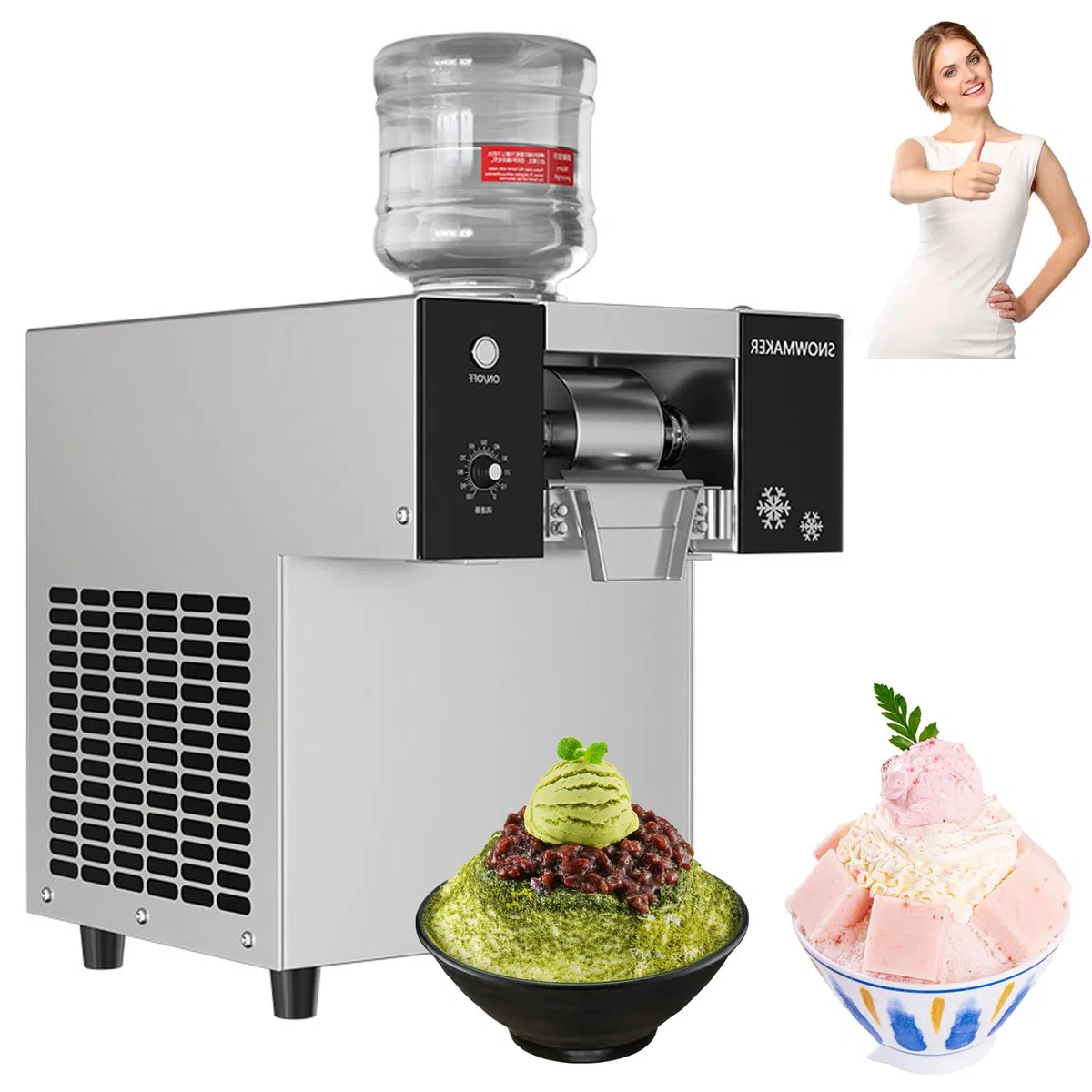 Suave Máquina de Hielo en Escamas Finas: Hielo Esponjoso y cremoso, 80 kg/día, fácil Limpieza, Resistente corrosión. para heladerías, raspados y Eventos al Aire Libre