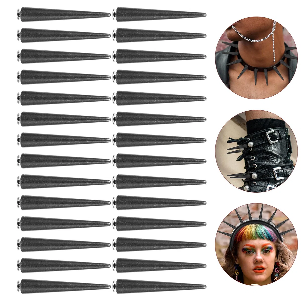 LIFKOME 30 piezas Unidades de Tachuelas Cónicas Punk para Bolsos y Ropa Remaches de Metal para Manualidades DIY Cuero Accesorios Decorativos para Cinturones y Prendas