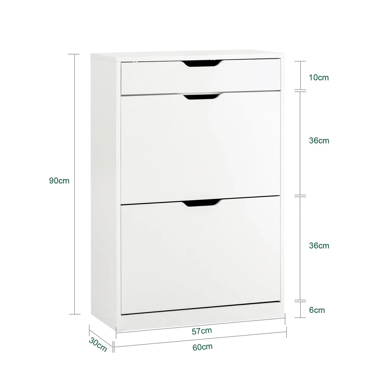 SoBuy Zapatero Estrecho con cajón 60x30x90cm para recibidor | Mueble zapatero con cajón y puertas abatibles para 8 pares, estantes ajustables, blanco FSR180-W