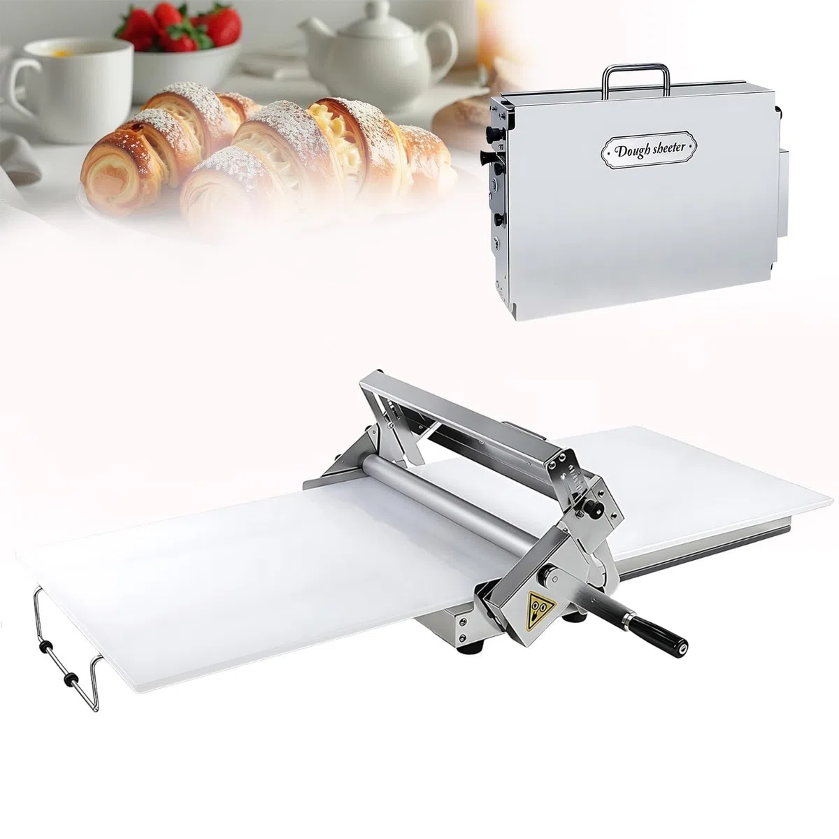 Máquina laminadora de masa Plegable Profesional, Con Grosor Ajustable 0 A 23 Mm Y Panel De Desplazamiento Para Croissants Y Pasteles Laminados Equipo De PanaderíA Comercial(300)