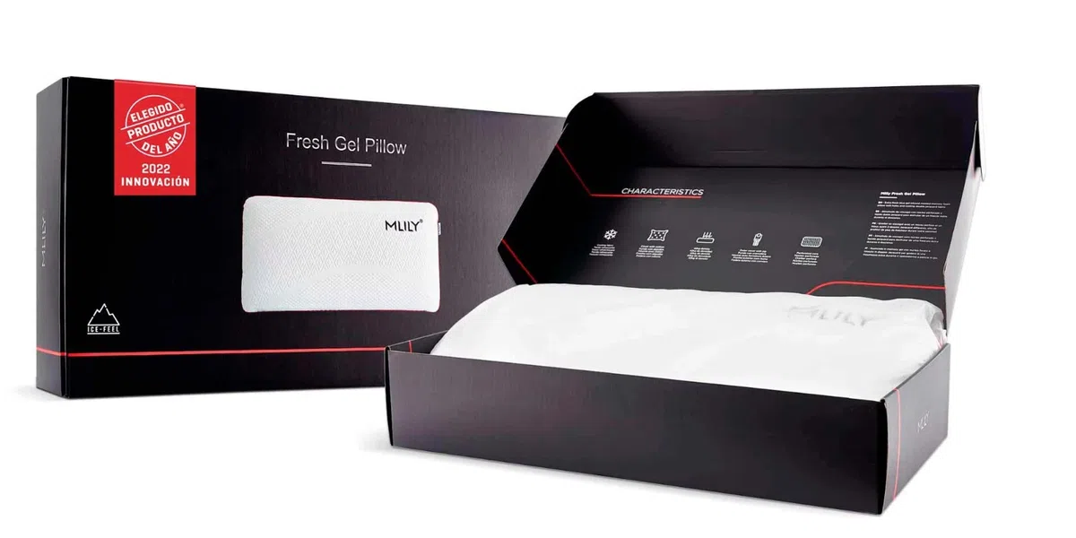 MAXCOLCHON Almohada Viscoelástica Mlily Fresh-Gel con Tejido Exterior Ice-Feel y Soporte de Cuello Ergonómico para Dormir sin Calor De 70x35cm. Incluye Funda con Cremallera