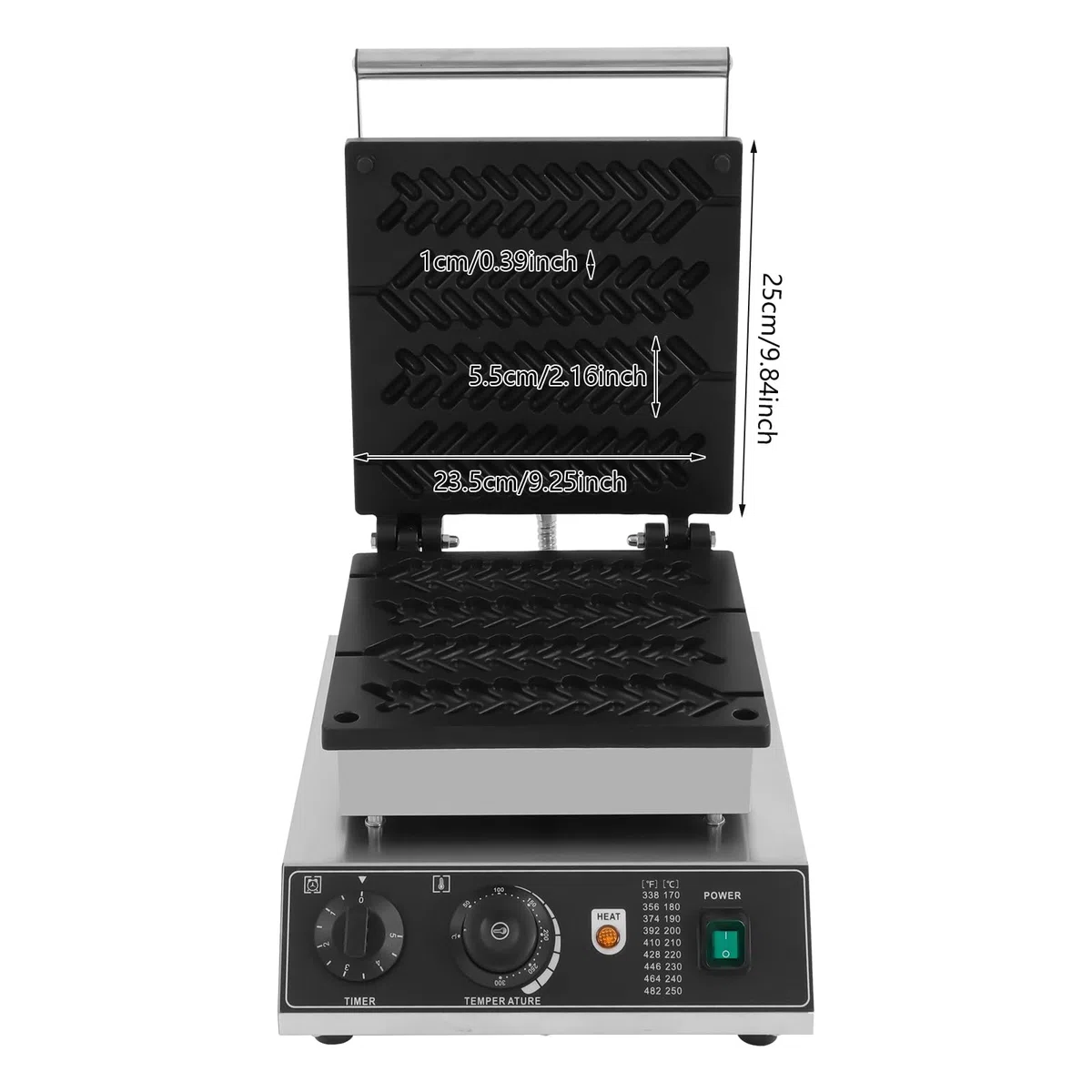Máquina de gofres comercial de 1700 W, máquina de gofres con revestimiento antiadherente, con control de temperatura y tiempo, para restaurante panadería Snack-Bar (estilo de rombo)