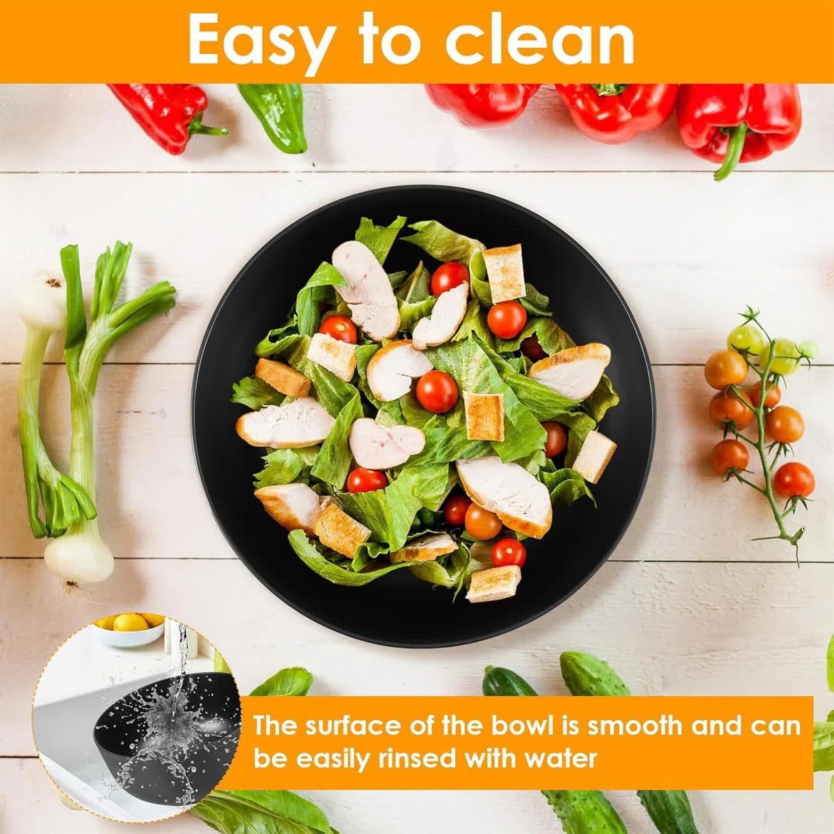 Ensaladeras Grandes Ensaladeras De Madera Vajilla Cuchara Tenedor | Boles Grandes para Servir con Para Frutas Verduras Aperitivos Almuerzo Cena Preparar Mezclar Cocinar Cereales