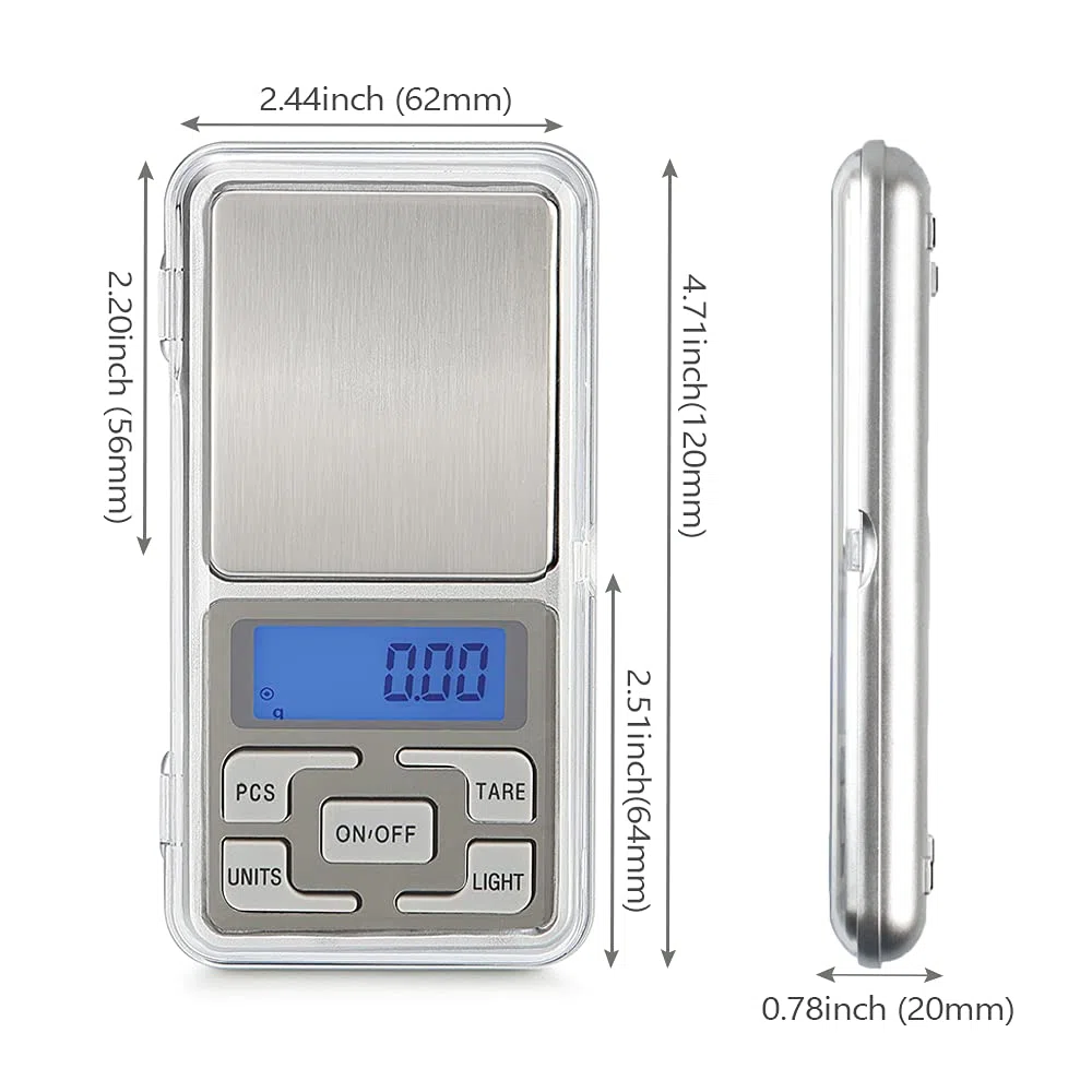 Báscula digital de bolsillo de 2 unidades, capacidad de 500 g, equilibrio de alta precisión, mini gramos electrónicos de recarga de peso, escala de alimentos, báscula de joyería, báscula de cocina