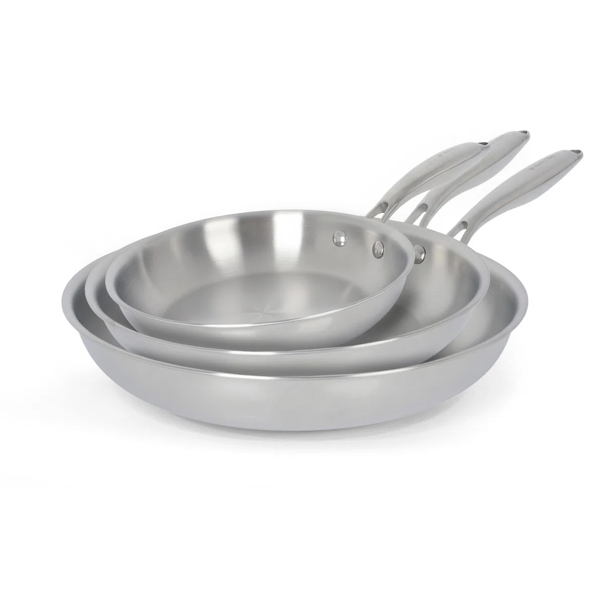 Santa Clara | Juego de Sartenes Acero Inoxidable 18/10 Trifusión 20-26-30 cm, Set de 3 Piezas Sin Revestimiento, Apta para Inducción, Horno, Gas y Vitro, Cocina Saludable y Libre de Tóxicos