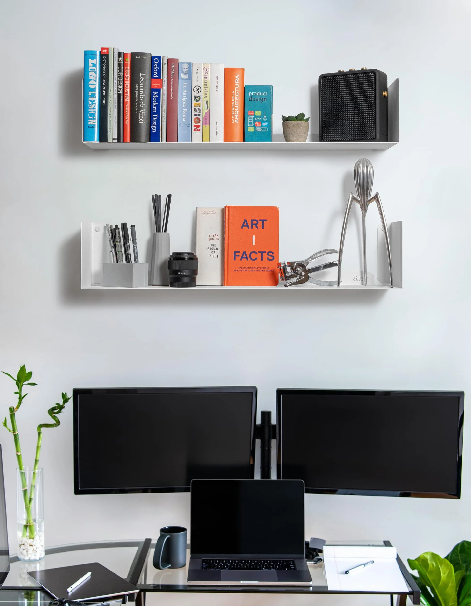 Pack de 2 Estanterías de Pared | 70x15 cm | 100% Acero | Fabricado en Europa | Estanteria Libros | Baldas Flotantes Pared | Estanteria Blanca | Estanterias Pared | Estante Flotante Pared