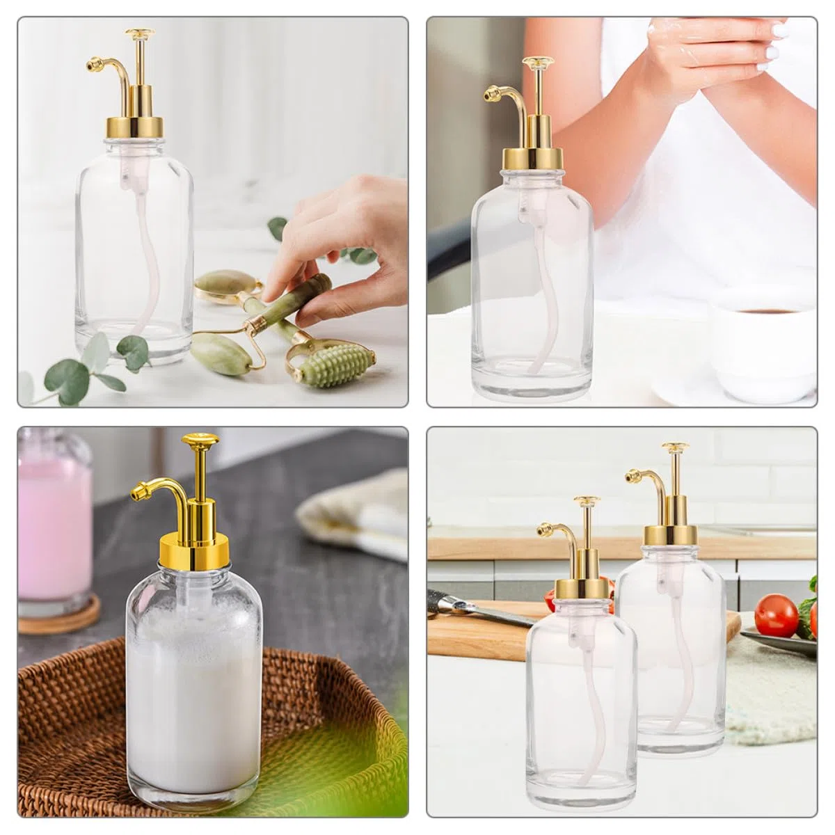 Abaodam Dispensador de Jarabe Bomba de 500ml, Juego de 2 Piezas de Vidrio y Acero Inoxidable, Diseño Decorativo y Fácil Identificación para Cocina o Bar