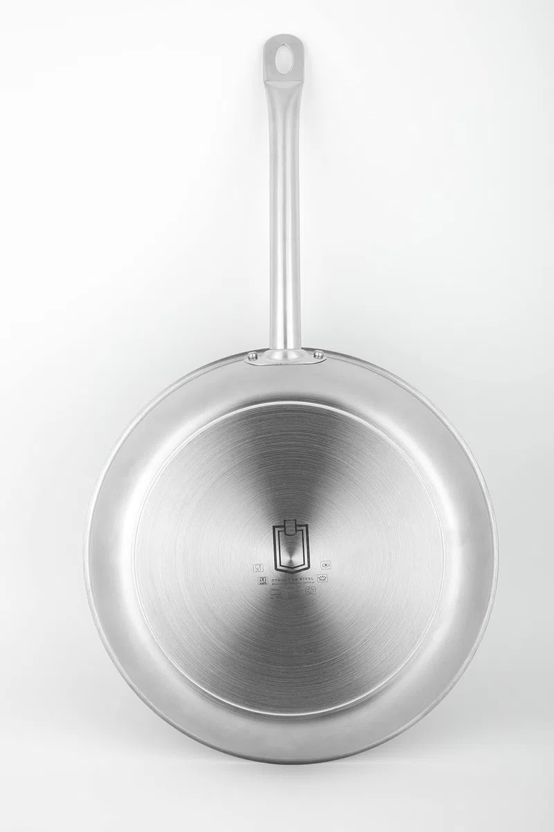 METRO Professional Set de 3 Sartenes Redondas, Acero Inoxidable, Ø 24/28 / 32 cm, Antiadherentes, APTAS para Inducción y Horno