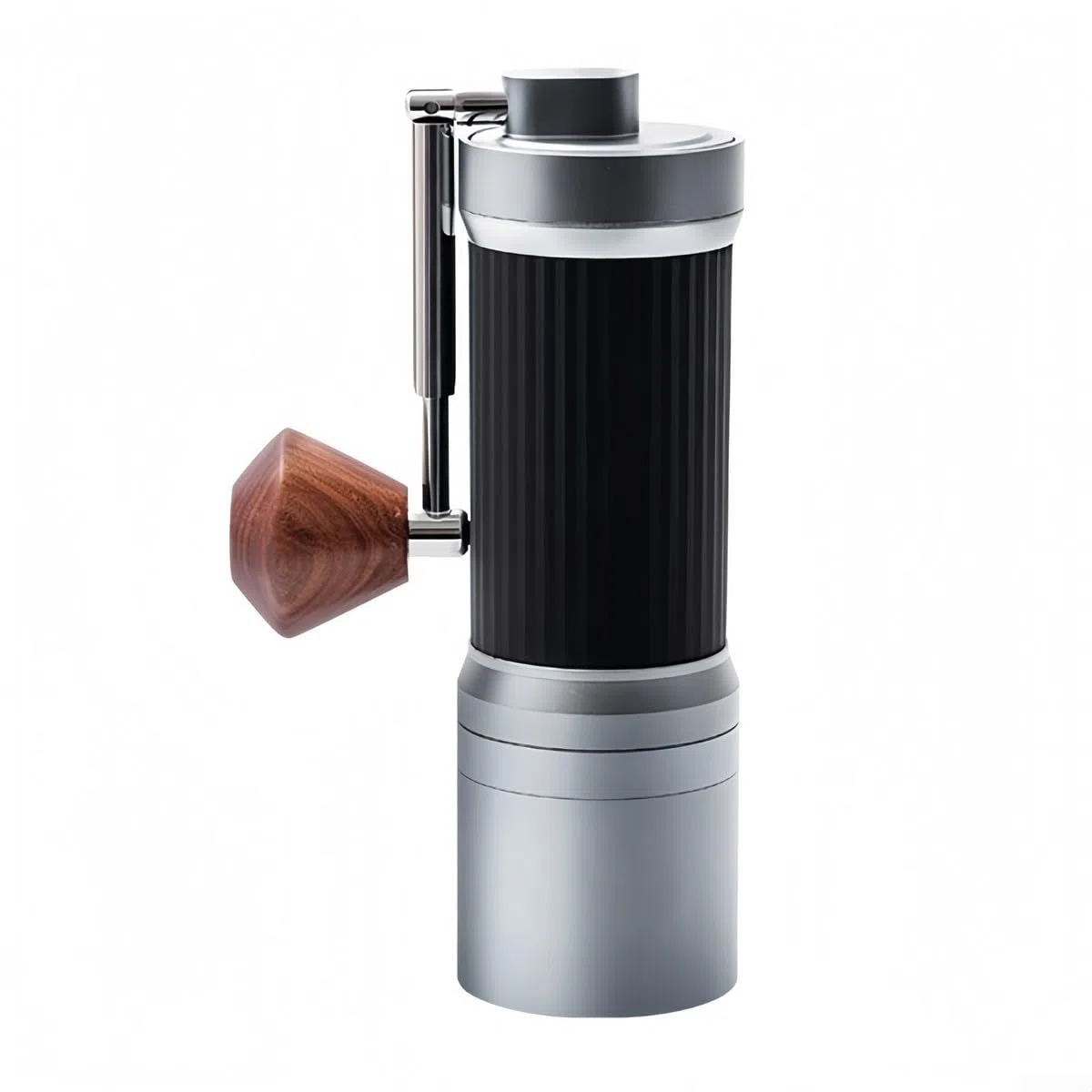 Molinillo de café manual, molinillo de rebabas ajustable de acero inoxidable con 24 ajustes de molienda, mango plegable portátil para espresso vertido, viajes, camping, negro (plateado)