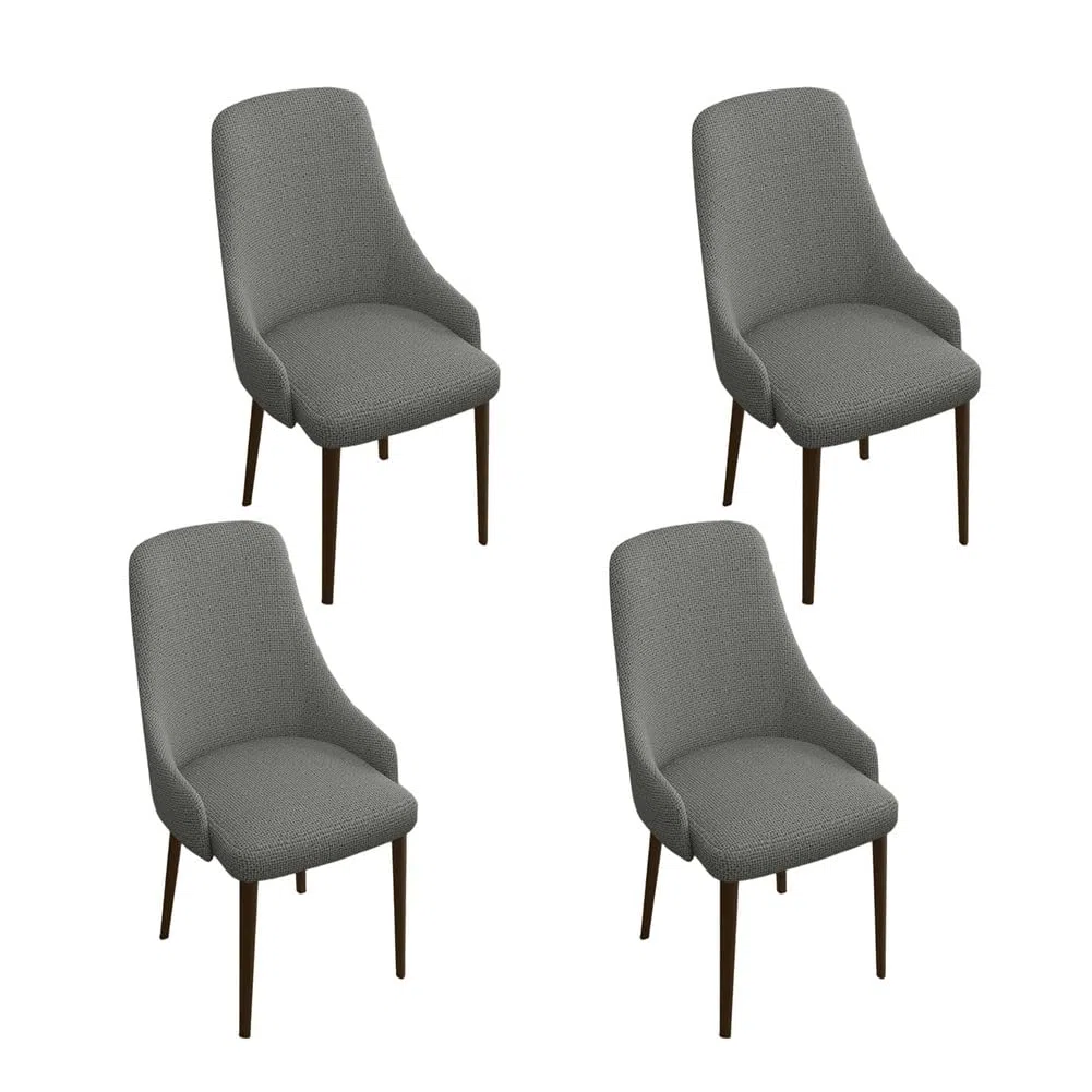 Funda para Silla De Comedor De Respaldo Curvo con Reposabrazos Bajos Fundas Elástica para Silla De Orejero Funda Lavable para Silla Auxiliar Y Decorativa,Dark Gray,4pcs