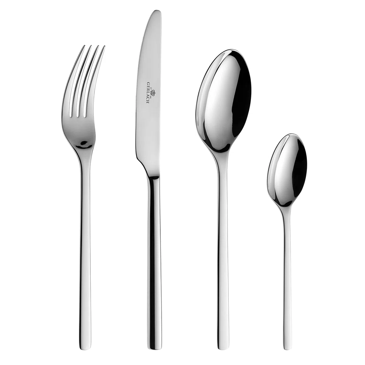 Gerlach Moderno Juego de cubertería para 6 Personas, Apto para lavavajillas, de Acero Inoxidable, Elegantes Cubiertos con Cuchillo, Tenedor, Cuchara y cucharilla, 24 Unidades, Color Plateado