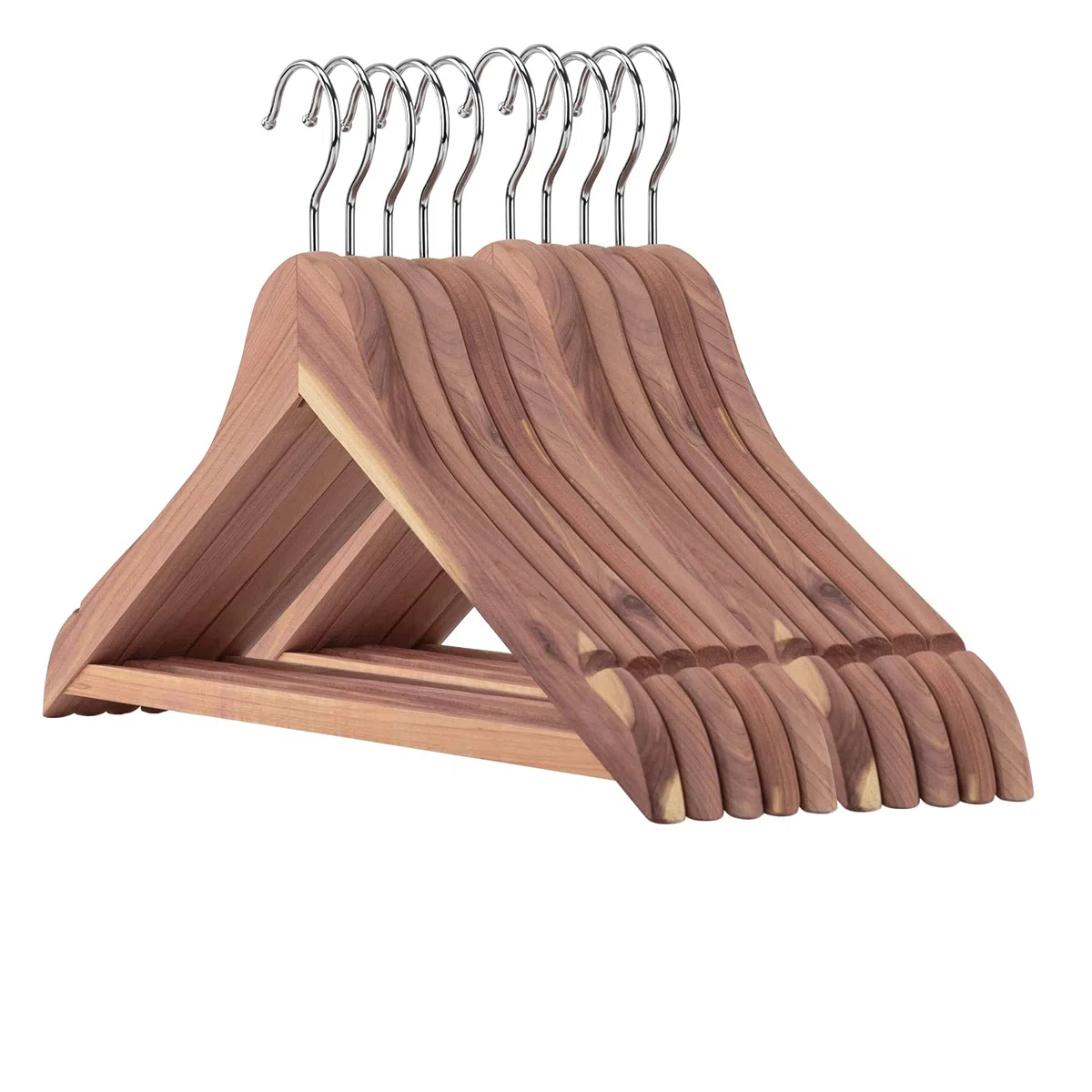 Hangerworld 24 Perchas 44cm Madera de Cedro Antipolilla Barra Pantalón Antideslizante Vestido Chaqueta