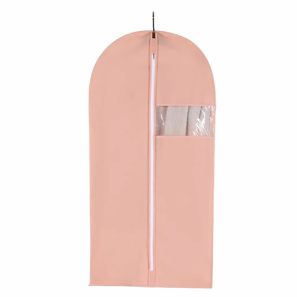 Bolsa De Traje Paquete De 5 Portatrajes Plegables con Ventana Transparente para Viajes Y Almacenamiento En El Armario para Almacenamiento De Vestidos(Pink,60 * 100cm)