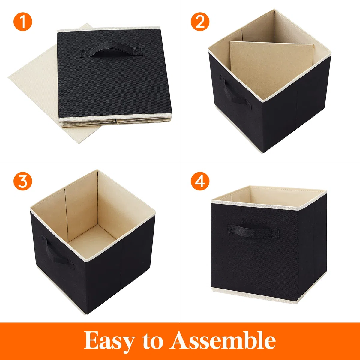 Lifewit – Juego de 6 bandejas de Almacenamiento de tamaño Mediano con Asas – Cestas de Almacenamiento Decorativas, Color Negro