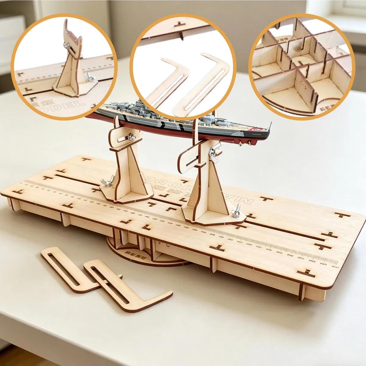 Milageto Base para maquetas Barcos, Soporte Bricolaje con Bordes Redondeados, fijación Estable Accesorios Madera.