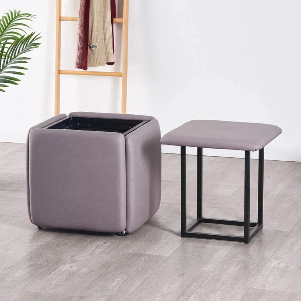 Taburete Apilable Para Sofá O Silla Con Forma De Cubo Para Asientos, Combinación 5 En 1, Taburete Otomano Para Fiesta Al Aire Libre, Organizador, Asiento Impermeable Creativo Para El Hogar O (Color:B)